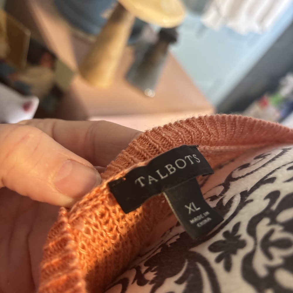 Talbots 100% Linen Sleeveless Sweater Sz XL. Peach Color. - Picture 3 of 7